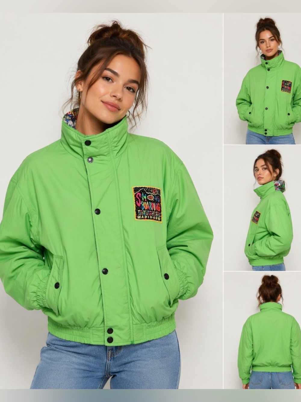 VINTAGE 90s Adidas x Descente Reversible Snowboarding Jacket - Neon Green Grail